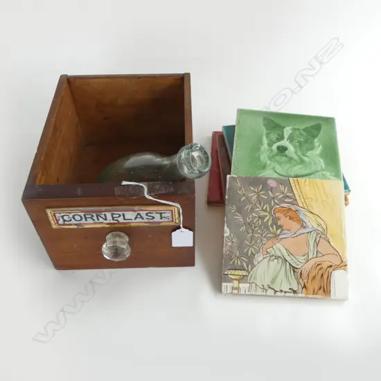 VICTORIAN APOTHECARY DRAWER WITH SIX VICTORIAN TILES