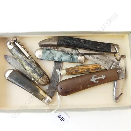 SEVEN POCKET KNIVES – PRIMA SOLINGEN, HORN HANDLES ETC 