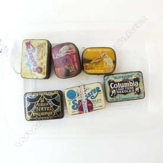 6 VINTAGE GRAMAPHONE NEEDLE TINS & NEEDLES HMV SONGSTAR COLUMBIA 