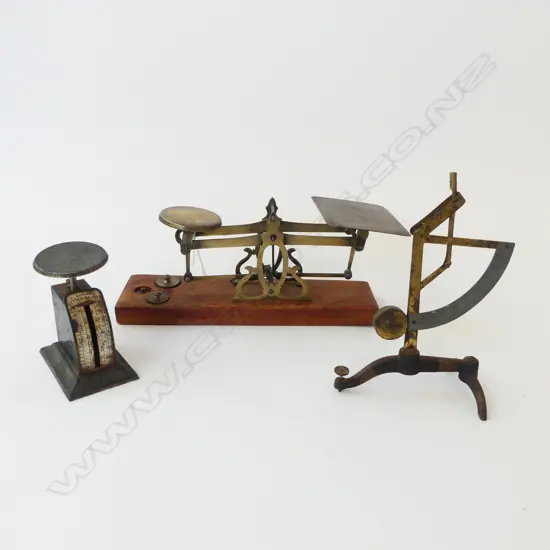 THREE ANTIQUE LETTER & BRASS POSTAL SCALES (FRENCH SCALES NO PAN) 