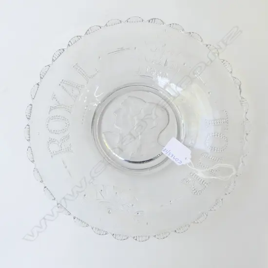 1949 ANZAC ROYAL TOUR KING GEORGE VI ROYALTY GLASS PLATE TOUR CANCELLED, D.260MM