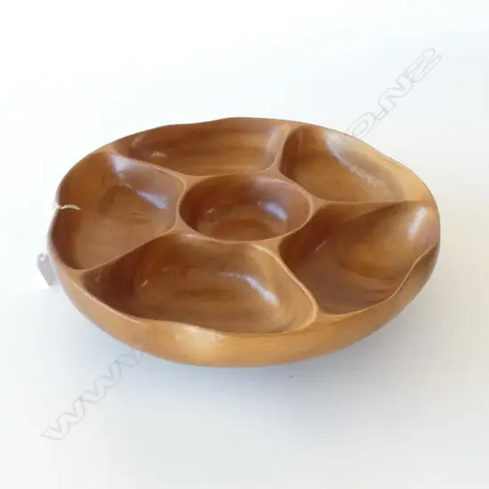 RETRO CARVED WOOD SECTIONAL LAZY SUSAN DIA 390MM