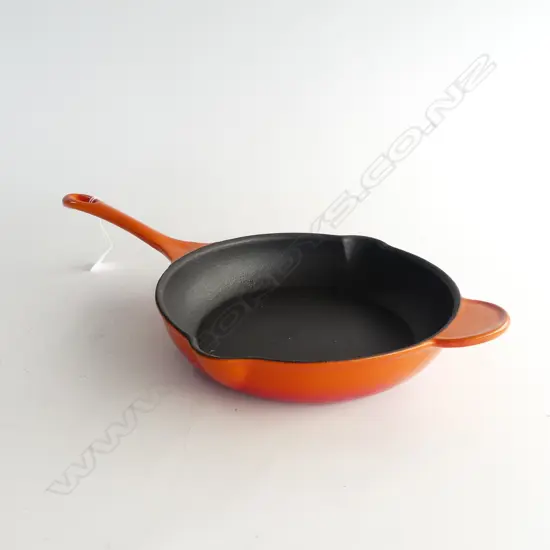 ORANGE ENAMELLED CAST IRON FRY PAN 260mm dia