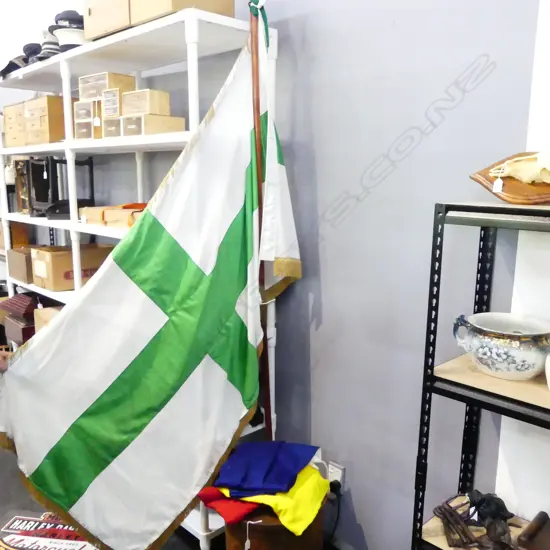 FLAG POLE + ASST INTERNATIONAL FLAGS ETC