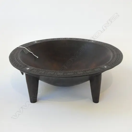 KAVA BOWL, FINELY CARVED RIM, Dia.380mm