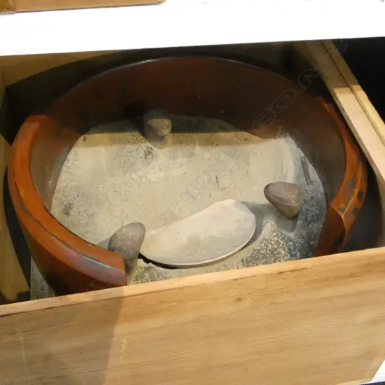 Old Japanese boxed copper Bronze ‘Kama’ firepit for heating water