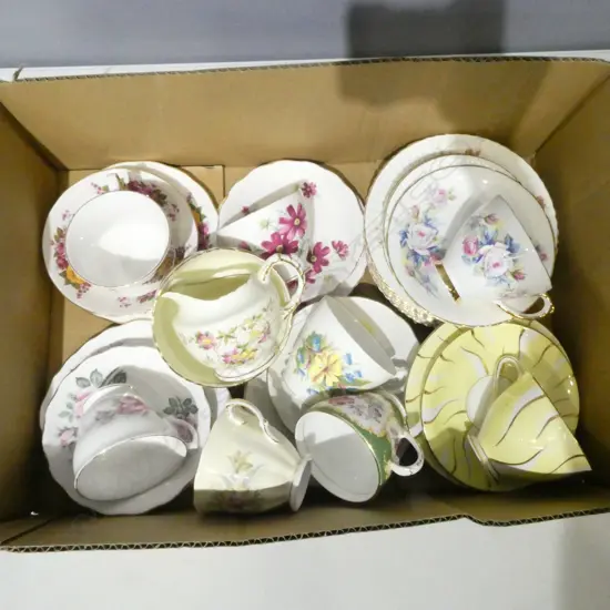 ASST. CHINA TRIOS, SAUCERS, CUPS, etc