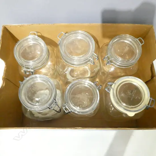 6 ITALIAN GLASS STORAGE JARS