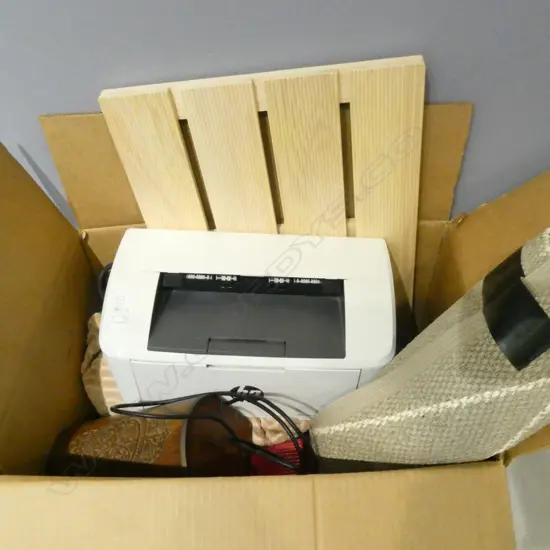 BOX LOT PRINTER MATS  WOODEN JEWELLERY BOX ETC