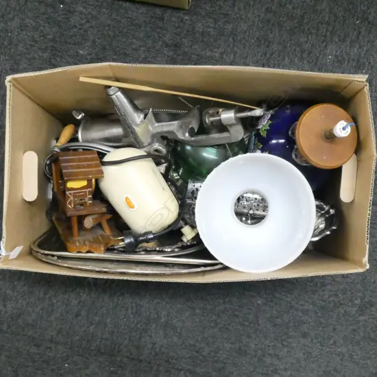 ASST. SILVER PLATE, KEROSENE LAMP, etc