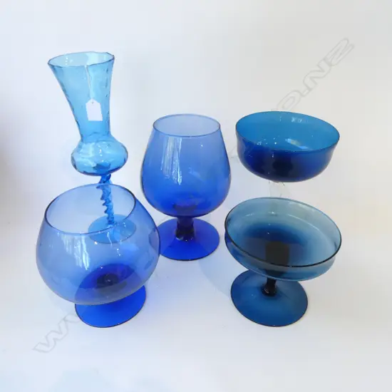 5 PCS ASST. BLUE MURANO GLASS