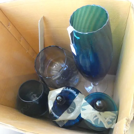 5 PCS ASST. MURANO GLASS, BLUE/GRN & GREY