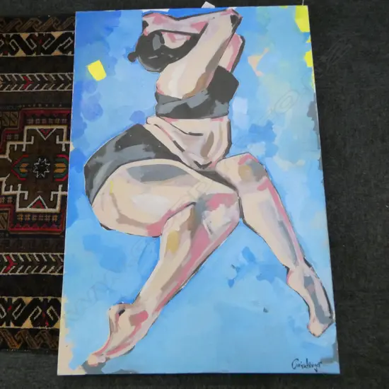 CARINE KRUGER, WOMAN IN BLACK, ACRYLIC ON CANVAS 915x610mm