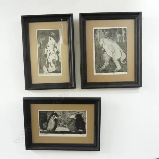 3 ETCHINGS; 2 SIGNED 'CONROY'? 'DISCUSSION' 6/10 & 'SELF PORTRAIT' 3/20 300x215mm + ANOTHER 4/10