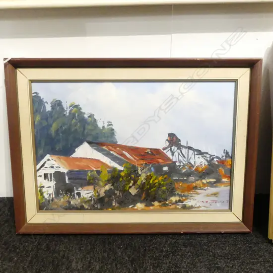 CHRIS JONES, INCH BONNIE SAWMILLS WEST COAST, OIL ON BOARD, 290x440mm