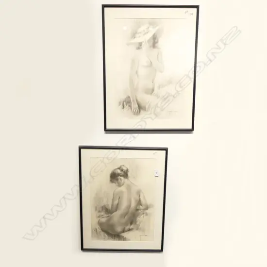 2 SIGNED NUDE STUDIES 490x350mm