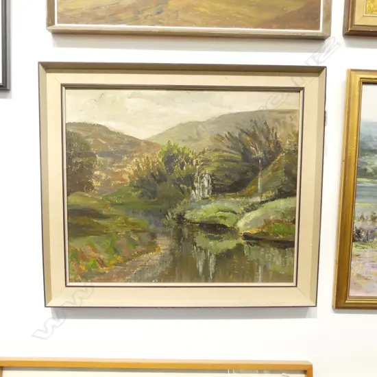 JUNE SHIEFF,  LANDSCAPE, ACRYLIC ON BOARD 445x525mm