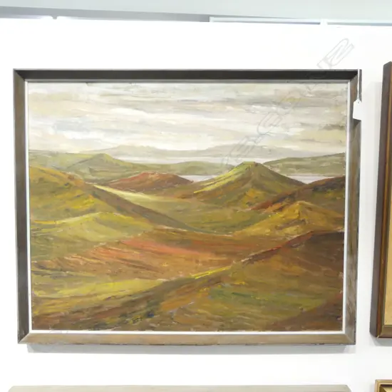 JUNE SHIEFF 'LANDSCAPE, EAST COAST' ACRYLIC ON BOARD 1971 475x600mm