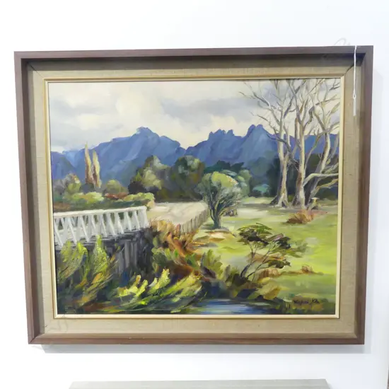 WINIFRED KITE ‘BROKEN HILLS, HIKUAI’ COROMANDEL, OIL ON BOARD 495x600mm