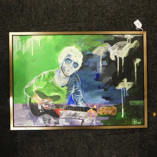 BENJI BRADLEY, GUITARIST, ACRYLIC ON BOARD 04' 385x550mm