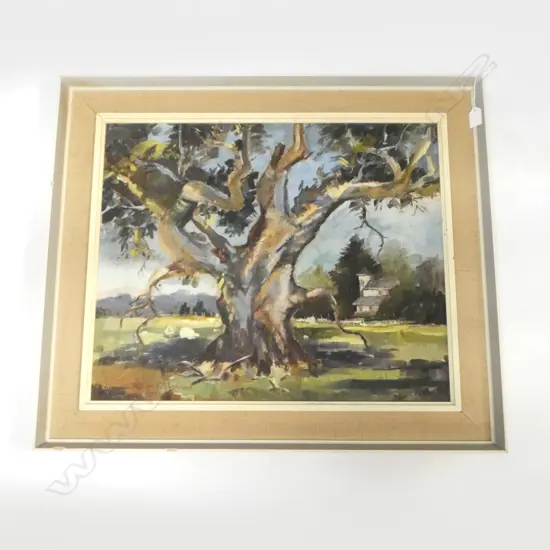 FLORENCE LUXFORD 'OLD FARMHOUSE TAIHAPE' OIL ON BOARD 1971 495x590mm