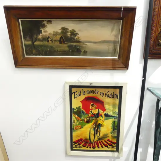 DE RITZ CLASSIC WHARE BY THE RIVER 220X620 & FRENCH FRAMED CYCLING POSTER 360X510mm