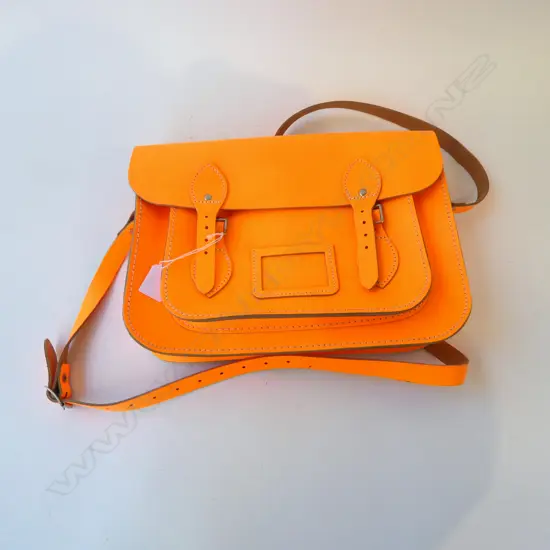 THE CAMBRIDGE SATCHEL Co. FLURO ORANGE DESIGNER HANDBAG purchased Le Bon Marché Paris