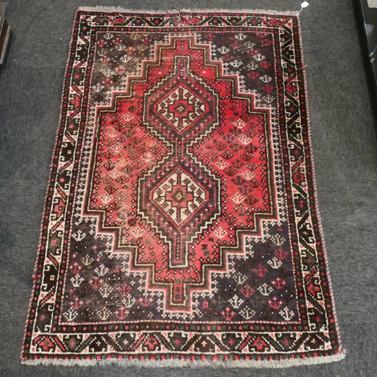 SMALL HAND KNOTTED PERSIAN RUG SOME DAMAGE L1140 W980MM
