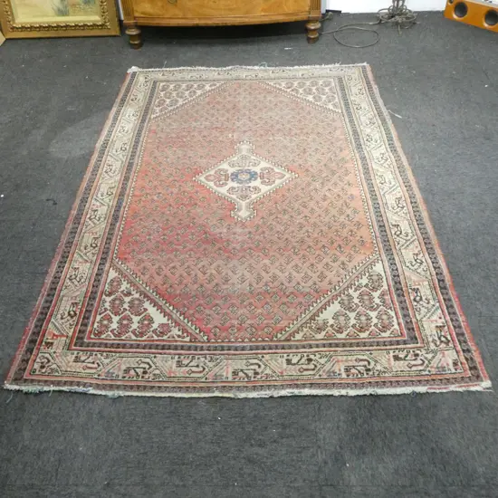 VINTAGE PERSIAN HAND KNOTTED RUG PINK TONES L2020 L1330