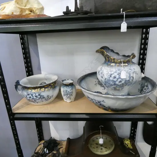 VICTORIAN JUG & BOWL SET (FAULTED) 5 PCE.