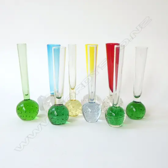 9 SML RETRO SCANDINAVIAN BUD VASES, H.150mm