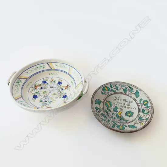 2 TIN GLAZED DISHES 360mm dia