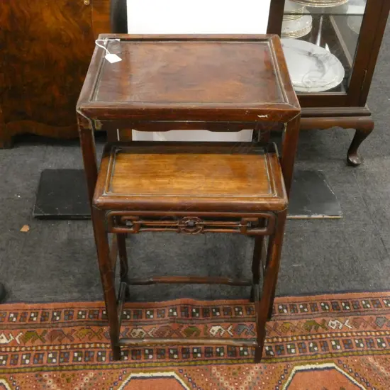 2 CHINESE SIDE TABLES H580MM TALLEST