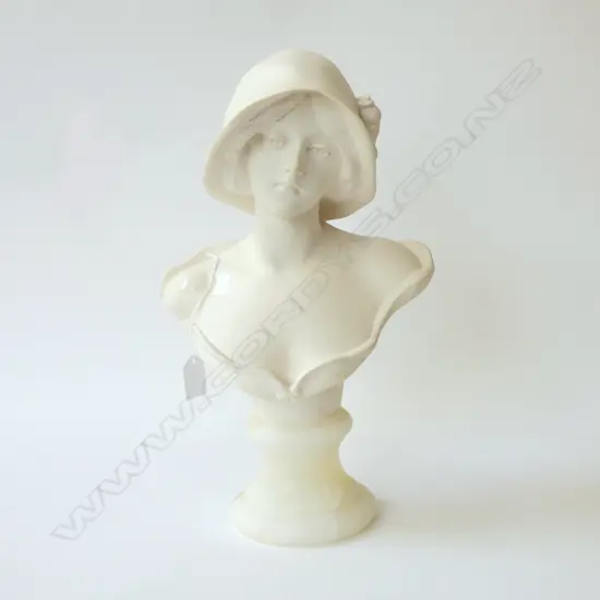 WHITE RESIN BUST OF YOUNG WOMAN H.400mm