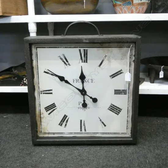 DE FRANCE PARIS CLOCK IN METAL CASE