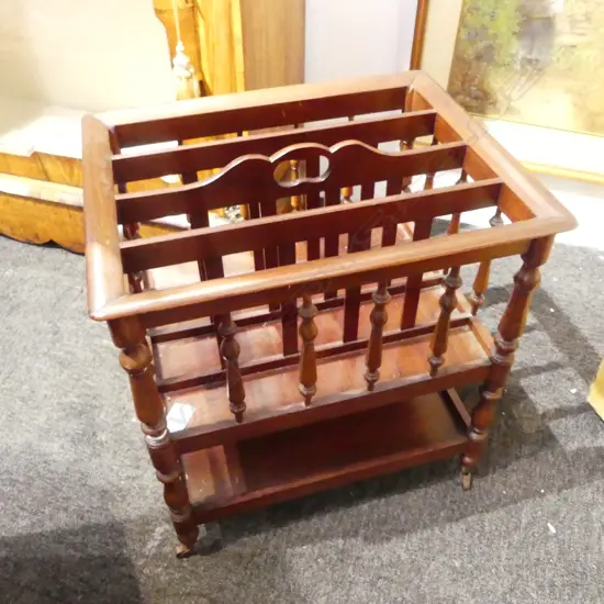 MAHOGANY CANTERBURY ON CASTORS