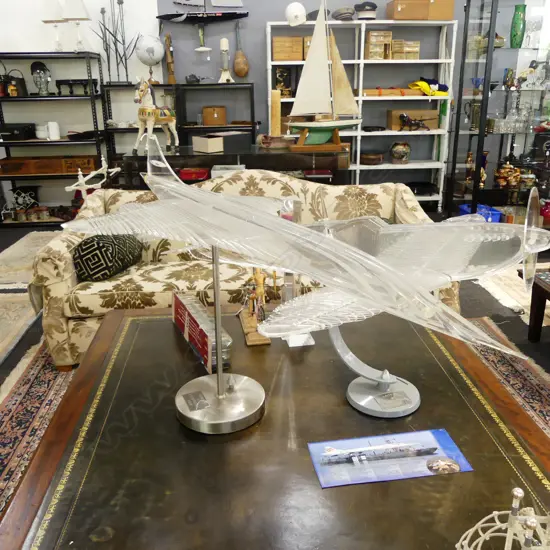 CLEAR ACRYLIC CONCORD MODEL ON STAND BY J G BORROWS 2010 L.1450mm