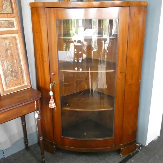 19thC MAHOGANY CORNER CABINET 695x695x1460mm