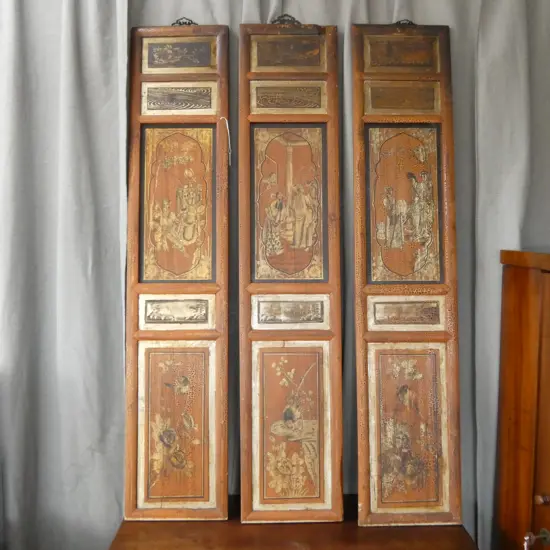 3 VINTAGE ORIENTAL PANELS H1350mm