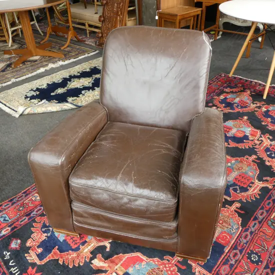 ART DECO LEATHER ARMCHAIR