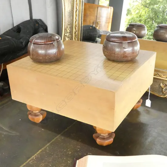 Vintage Japanese GO board with stones W.410mm