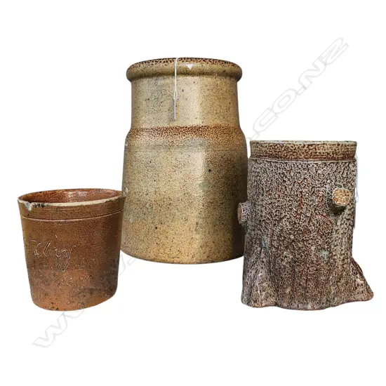 CHIMNEY POT AND TWO POTTERY POTS H.340mm