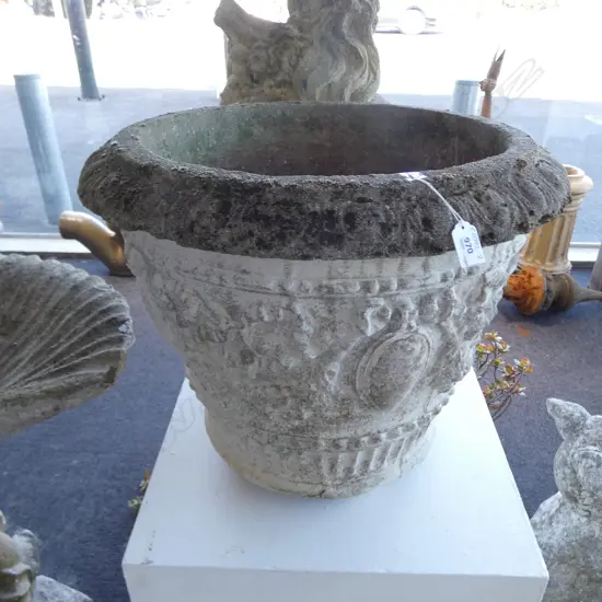 LGE CONCRETE GARDEN PLANTER DECORATIVE ANTIQUE STYLE H.460mm. Dia.540mm