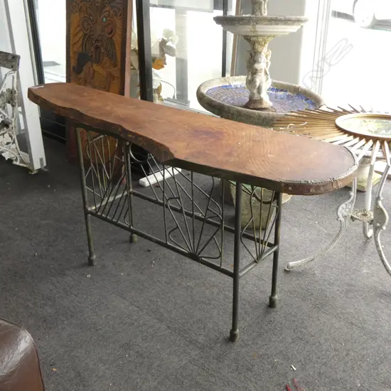 MODERN CONSOLE TABLE, WOOD TOP