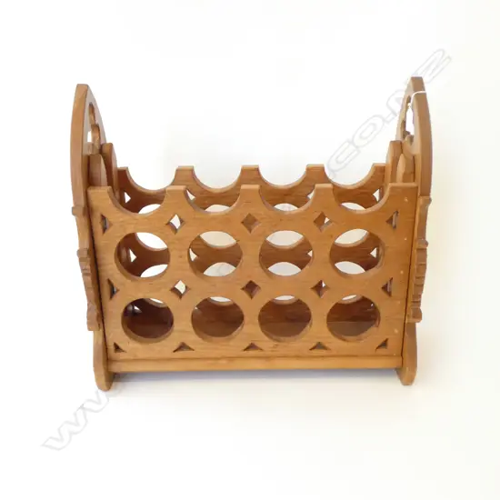 CARVED WOODEN WINE RACK W.550mm