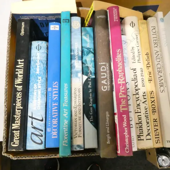 BOX OF ANTIQUE REF BOOKS ETC