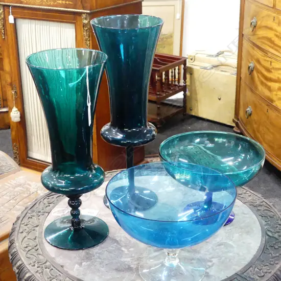 4 PCS ASST. MURANO GLASS, 3 GRN 1 BLUE