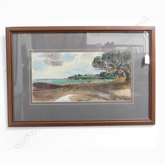ERIC LEE-JOHNSTON, COROMANDEL LANDSCAPE, W/C, SIGNED, 190 x 380mm