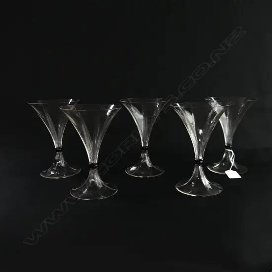 A set of five René Lalique 'Selestat' champagne glasses,
