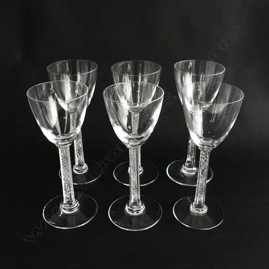 Six small Lalique wine glasses,